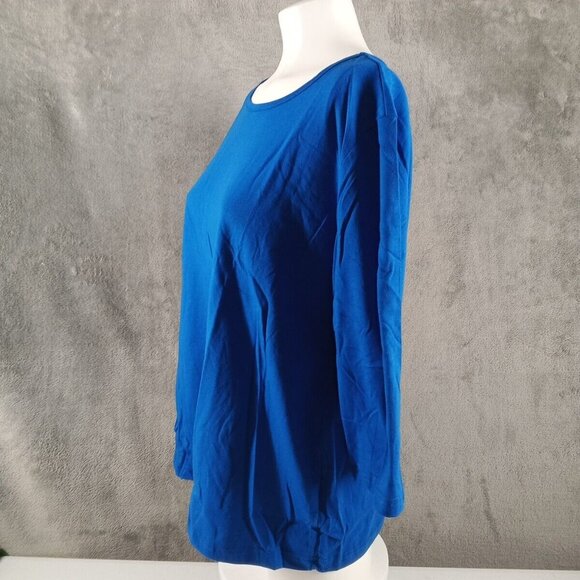 New TURTLE BAY Miss Roy 3/4 Sleeve Top MEDIUM(8-10) Blue Cotton Blend - Picture 5 of 9